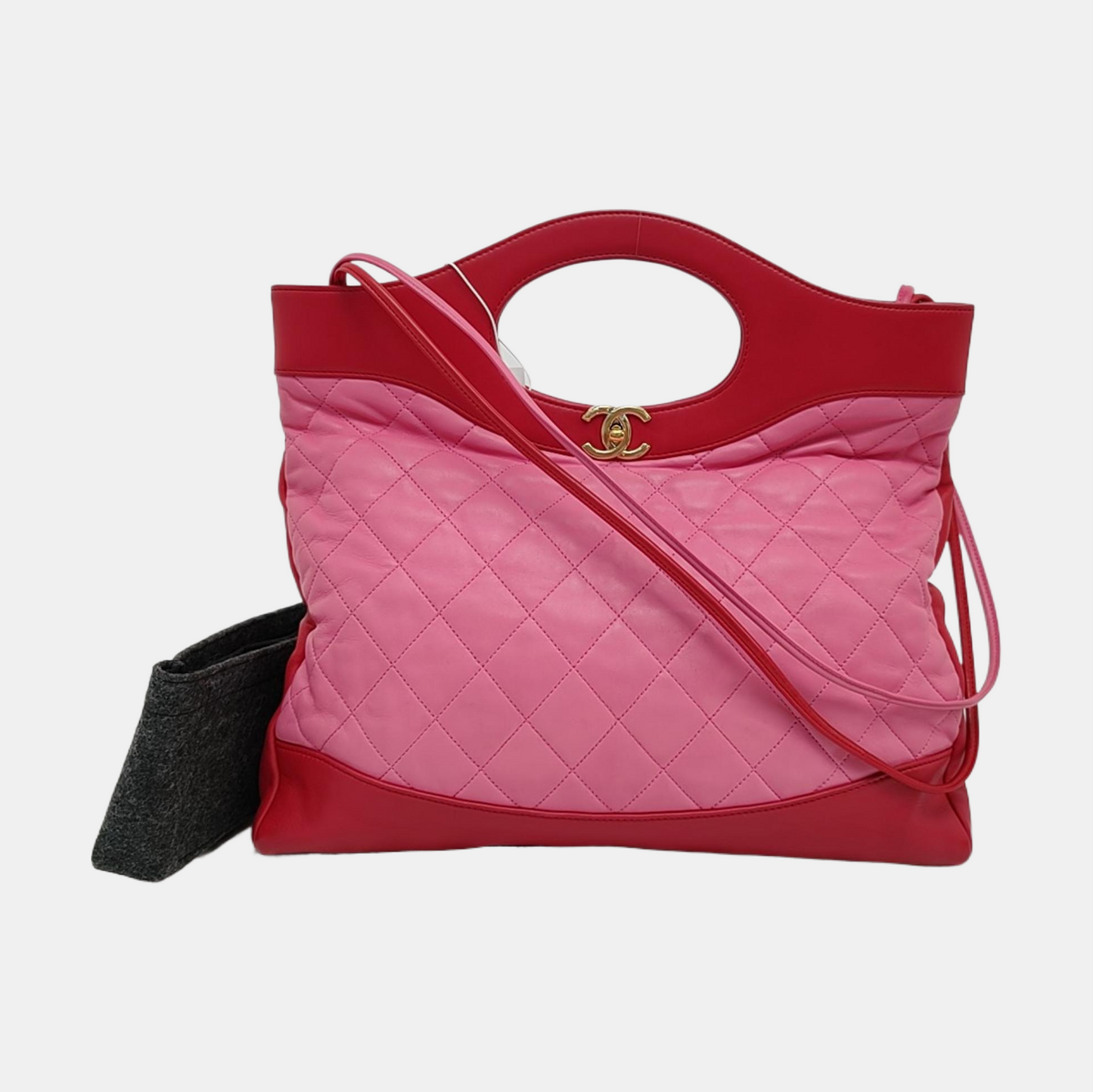 CHANEL CHANEL 31 Large Pink Lamb Leather Quilted Single Shoulder Bag Crossbody Bag Handbag Golden Hardware-(SKU)-958758432