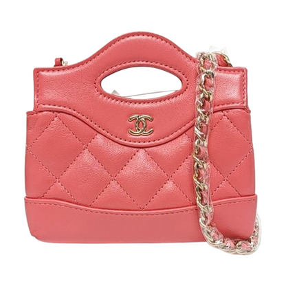 CHANEL CHANEL 31 Pink Lamb Skin Quilted Shoulder Bag with Detachable Strap, Gold Hardware-(SKU)-958910268