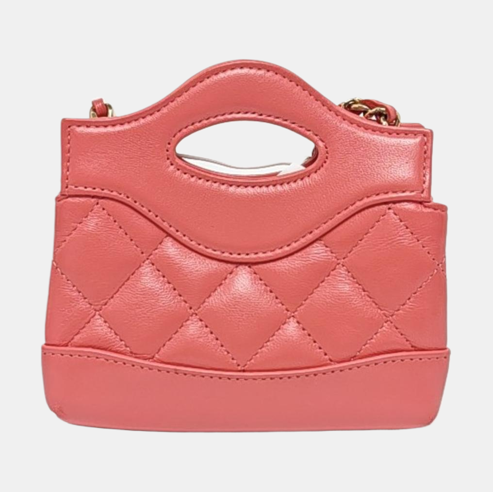 CHANEL CHANEL 31 Pink Lamb Skin Quilted Shoulder Bag with Detachable Strap, Gold Hardware-(SKU)-958910268