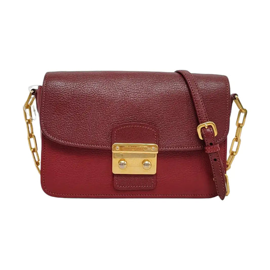 Miu Miu Red cowhide shoulder bag crossbody bag Golden hardware-(SKU)-959044533