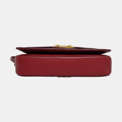 Miu Miu Red cowhide shoulder bag crossbody bag Golden hardware-(SKU)-959044533
