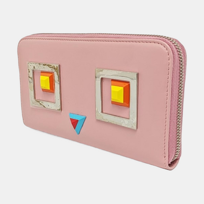 FENDI Monster Pink Leather Studs Wallet Silver Hardware Complete Accessories-(SKU)-958826024