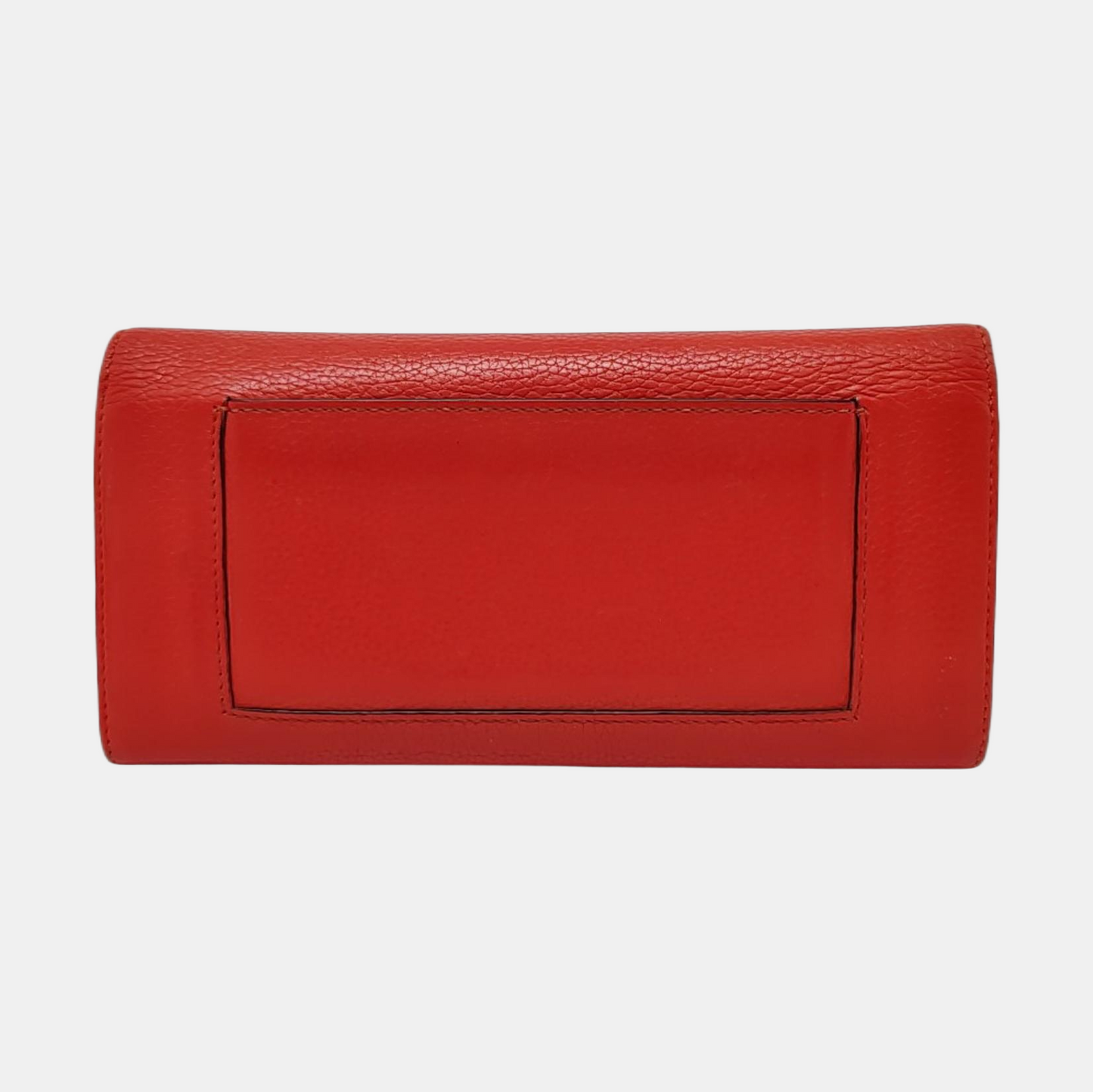 CELINE Red Leather Wallet Silver Hardware-(SKU)-959079307