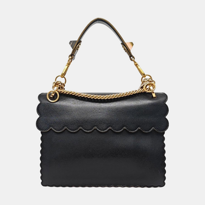 FENDI Kan I Medium size Black Cowhide Single Shoulder Bag Sling Bag Tote Golden hardware shoulder straps-(SKU)-959000092