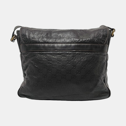 GUCCI Dark Brown Cowhide Monogram Stamped Crossbody Bag Single Shoulder Bag Golden hardware-(SKU)-958917159