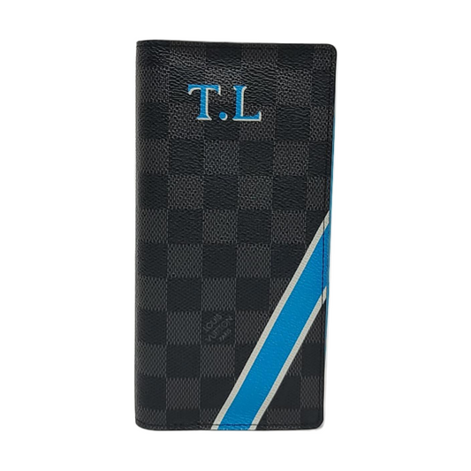 LOUIS VUITTON BRAZZA Black Coated Canvas Chessboard Grain Printed Wallet Silver Hardware Complete Accessories-(SKU)-959193692