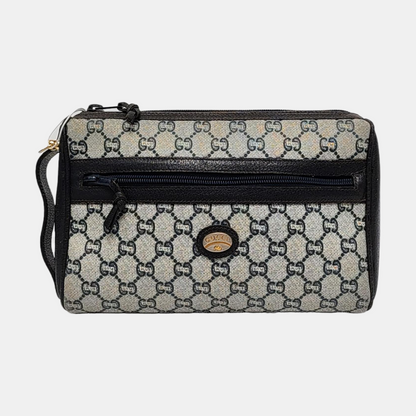 GUCCI Gray Coated Canvas Monogram Handbag Tote Golden hardware-(SKU)-959316608