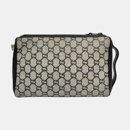 GUCCI Gray Coated Canvas Monogram Handbag Tote Golden hardware-(SKU)-959316608