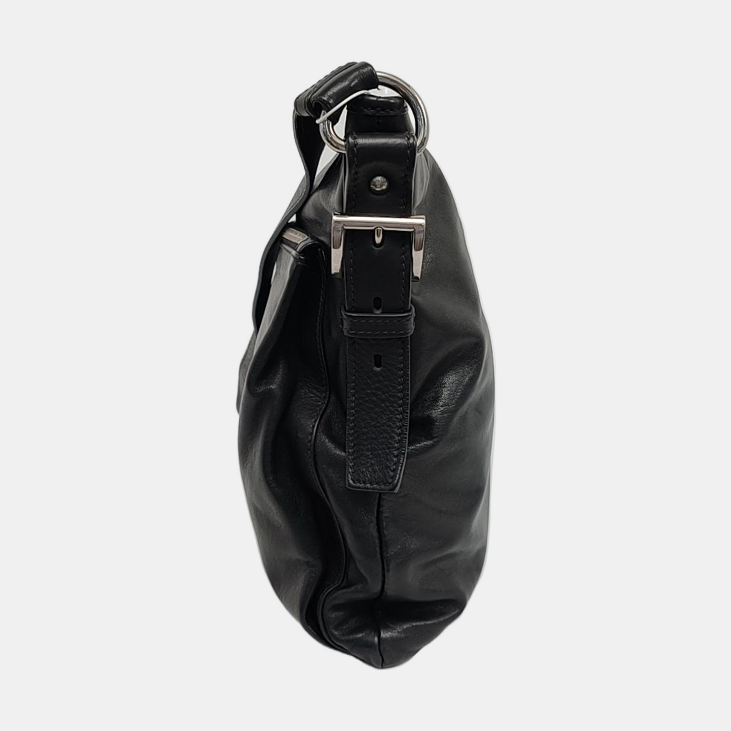 PRADA Black Leather Crossbody Bag Single Shoulder Bag Silver Hardware-(SKU)-959224503