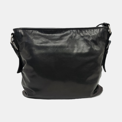 PRADA Black Leather Crossbody Bag Single Shoulder Bag Silver Hardware-(SKU)-959224503