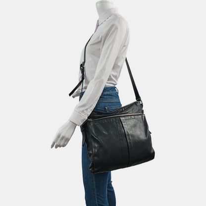 PRADA Black Leather Crossbody Bag Single Shoulder Bag Silver Hardware-(SKU)-959224503
