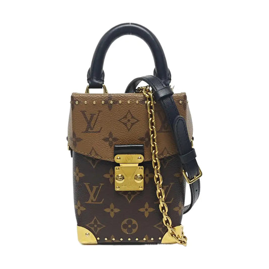 LOUIS VUITTON CAMERA BOX Brown Coated Canvas Monogram Shoulder Bag Tote Bag Golden Hardware 2 Removable Straps-(SKU)-959149996
