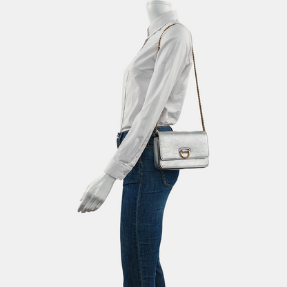 BURBERRY D-Ring Silver cowhide single shoulder bag crossbody bag Golden hardware-(SKU)-959201999