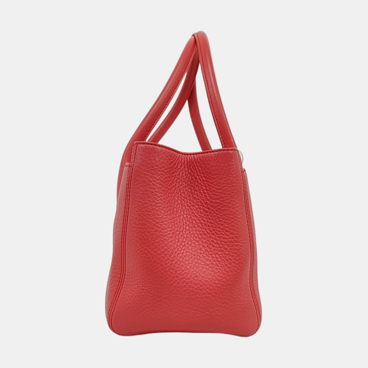 CHANEL CERF Red Textured Leather Tote Bag with Silver Hardware, 19 Compartments-(SKU)-958682844