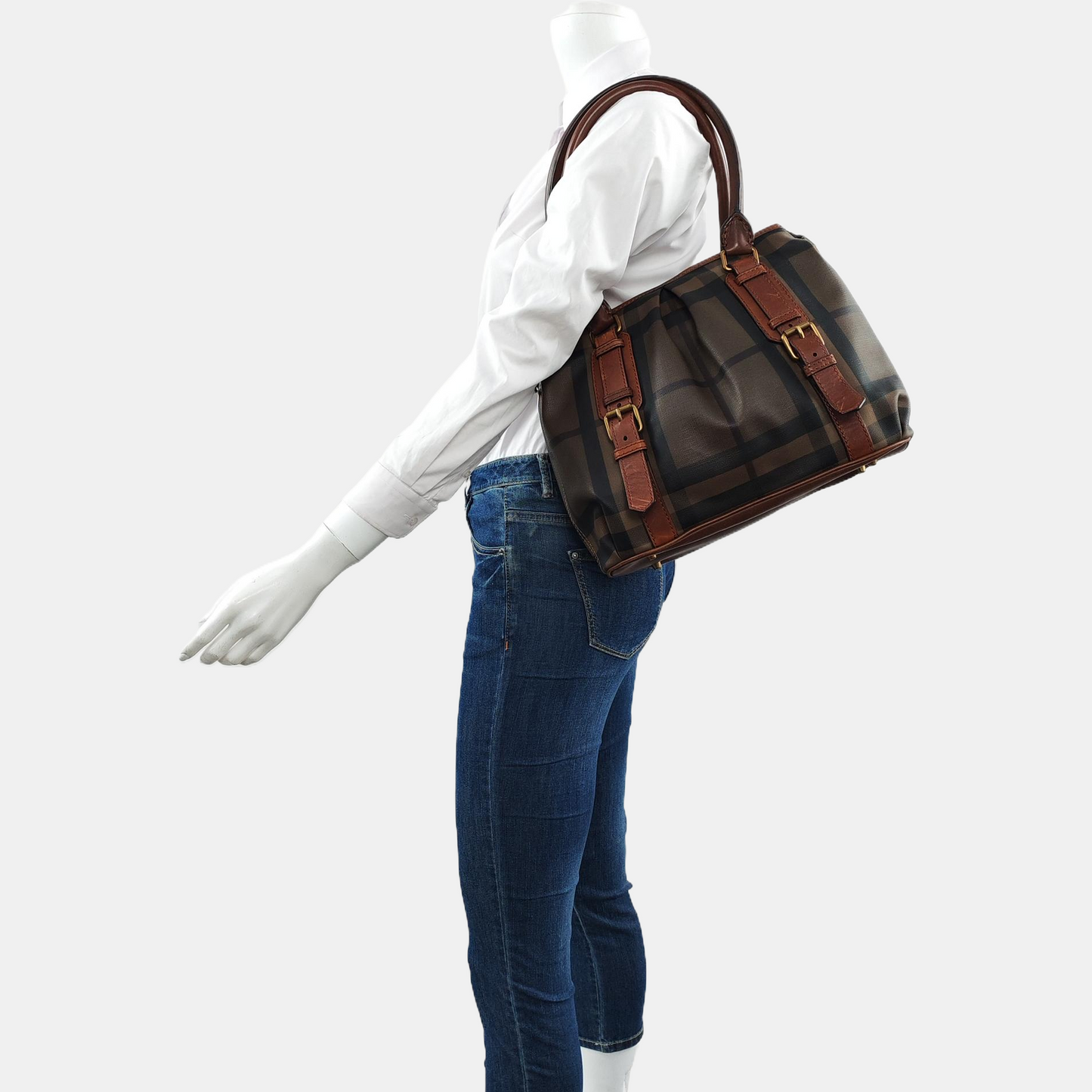 BURBERRY Northfield Brown Coated Canvas Single Shoulder Bag Handbag Crossbody Bag Golden hardware-(SKU)-959101361