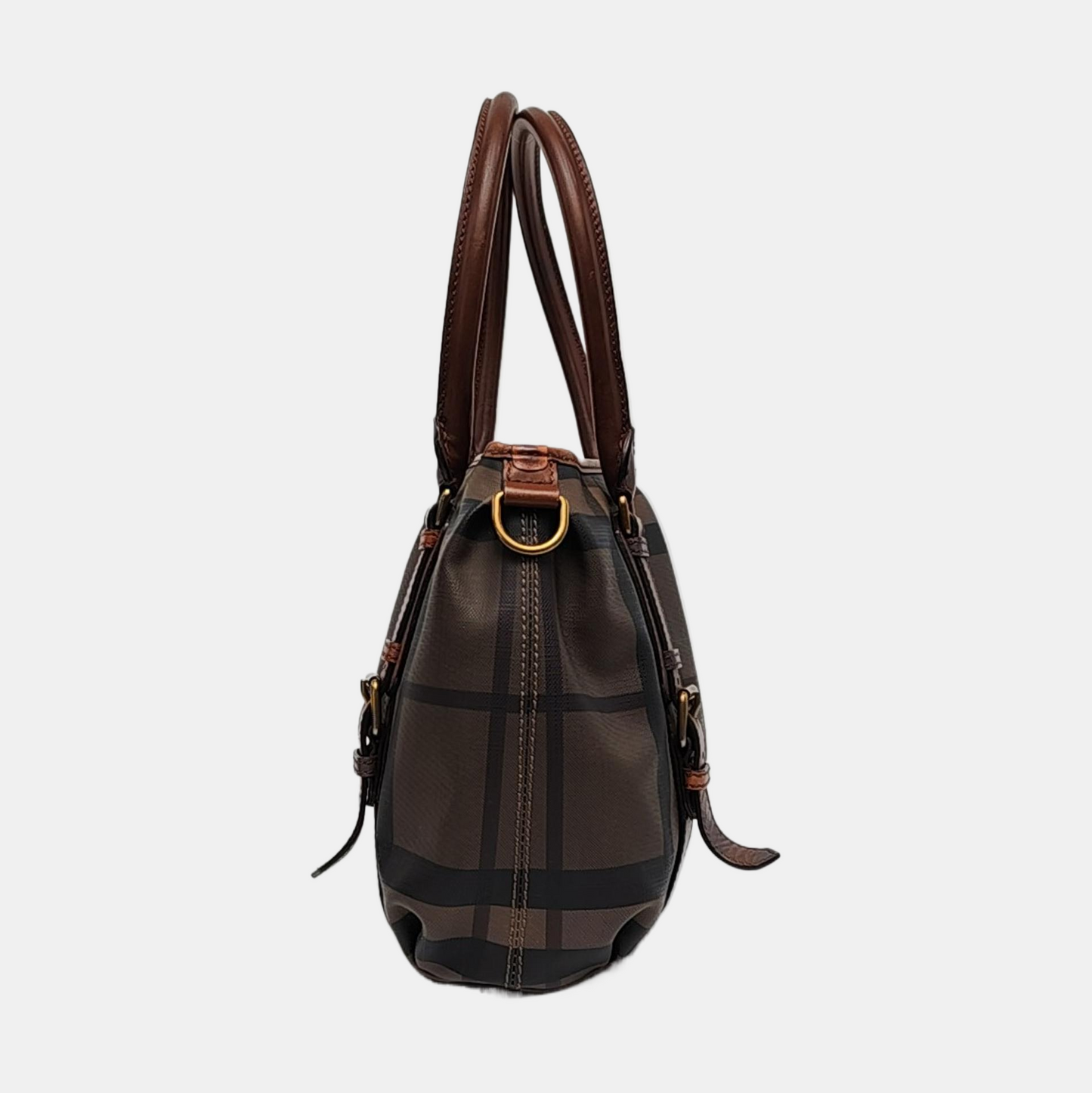 BURBERRY Northfield Brown Coated Canvas Single Shoulder Bag Handbag Crossbody Bag Golden hardware-(SKU)-959101361