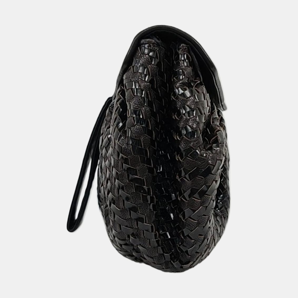 FENDI Black Leather Woven Single Shoulder Handbag Silver Hardware Removable shoulder strap-(SKU)-959209591
