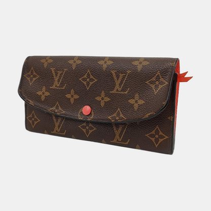 LOUIS VUITTON EMILIE Brown coated canvas vintage wallet Golden hardware-(SKU)-959074836