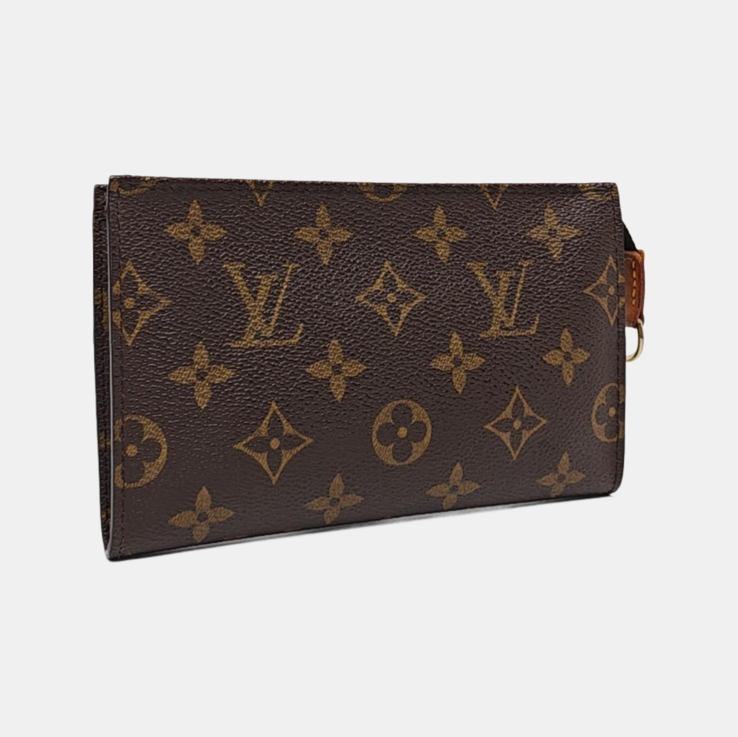 LOUIS VUITTON VOYAGE Brown Coated Canvas Monogram Cosmetic Bag Clutch Golden hardware-(SKU)-959441857