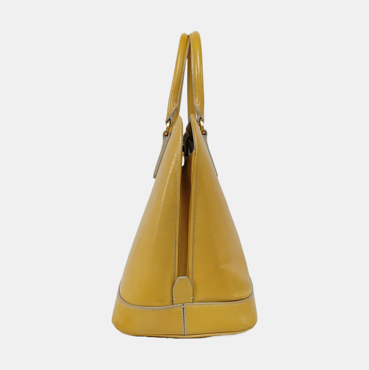 PRADA Promenade Yellow Cowhide Logo Monogram Crossbody Tote Bag Golden hardware Removable shoulder strap-(SKU)-959047479