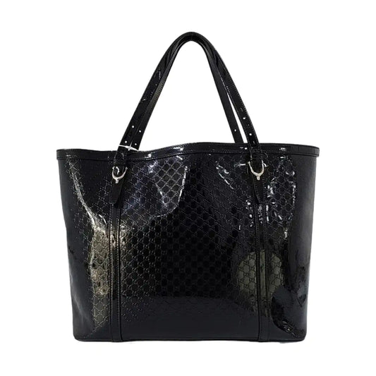 GUCCI Microguccissima Black Patent Leather Monogram Embossed Single Shoulder Bag Handbag Golden hardware-(SKU)-958985307