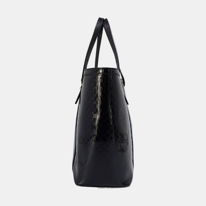 GUCCI Microguccissima Black Patent Leather Monogram Embossed Single Shoulder Bag Handbag Golden hardware-(SKU)-958985307
