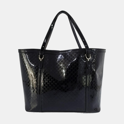 GUCCI Microguccissima Black Patent Leather Monogram Embossed Single Shoulder Bag Handbag Golden hardware-(SKU)-958985307
