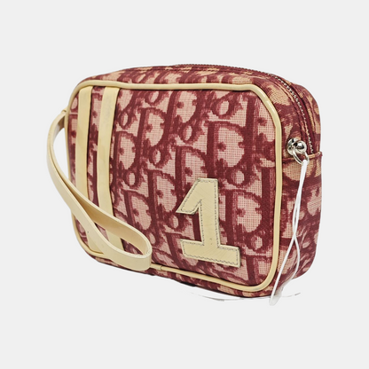DIOR Camera Bag Burgundy Coated Canvas Monogrammed Handbag Handbag Golden Silver Hardware-(SKU)-959105471