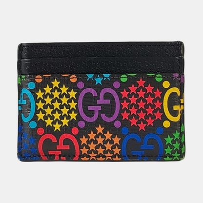 GUCCI Psychedelic Black Coated Canvas Monogrammed Printed Card Case-(SKU)-953235453