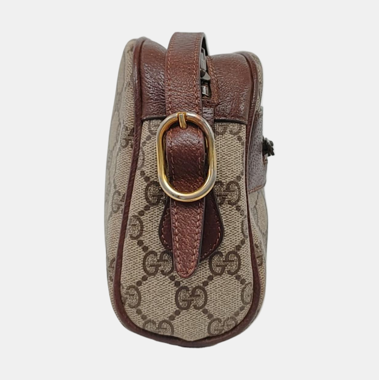 GUCCI Sherry Khaki Coated Canvas Monogram Flower Shoulder Bag Crossbody Silver Ruthenium Hardware Removable shoulder strap-(SKU)-959364855