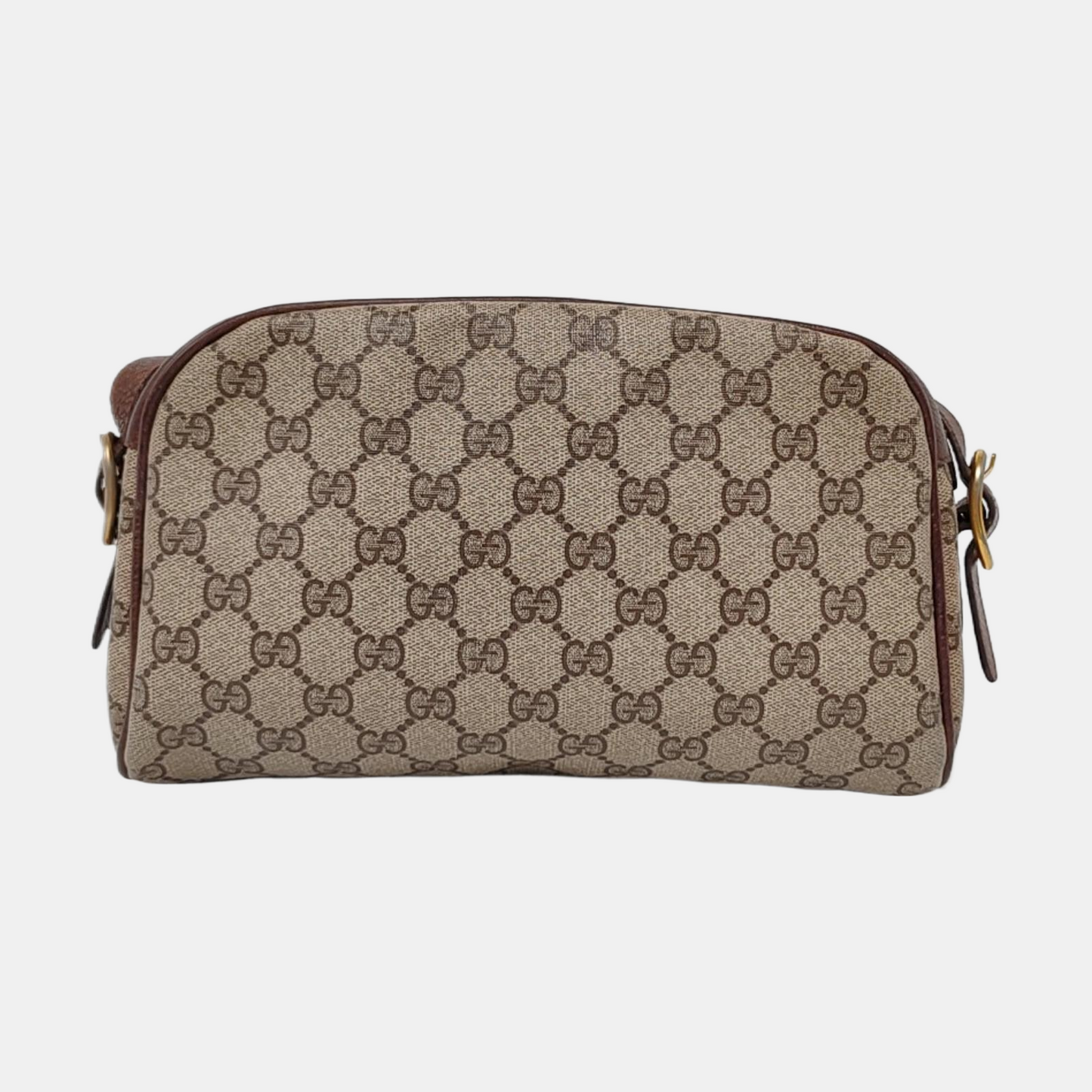 GUCCI Sherry Khaki Coated Canvas Monogram Flower Shoulder Bag Crossbody Silver Ruthenium Hardware Removable shoulder strap-(SKU)-959364855