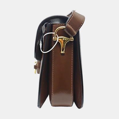 GUCCI Horsebit 1955 Small Size Khaki Coated Canvas Monogram Printed Saddle Bag Crossbody Bag Shoulder Bag Gold Hardware-(SKU)-958962620