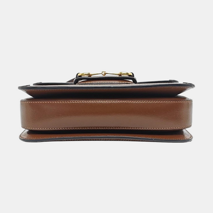 GUCCI Horsebit 1955 Small Size Khaki Coated Canvas Monogram Printed Saddle Bag Crossbody Bag Shoulder Bag Gold Hardware-(SKU)-958962620