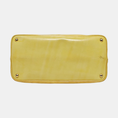 PRADA Double Yellow cowhide logo cross-grain shoulder bag Golden hardware Removable shoulder strap-(SKU)-945527362