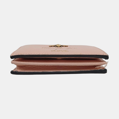 GUCCI Animalier Pink Leather Bee Wallet Golden hardware Complete Accessories-(SKU)-959367286