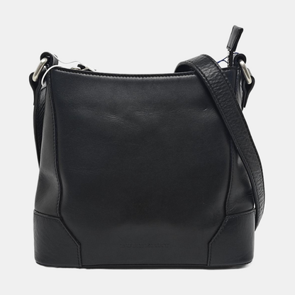 BURBERRY Black Leather Crossbody Bag Single Shoulder Bag Silver Hardware-(SKU)-959425193