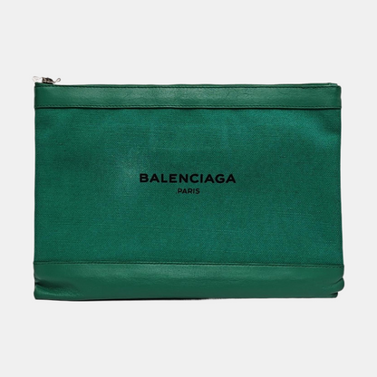 BALENCIAGA Clip Medium size Green Fabric Handbag-(SKU)-959304793