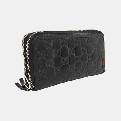 GUCCI Black cowhide monogram embossed handbag Silver Hardware-(SKU)-959345150