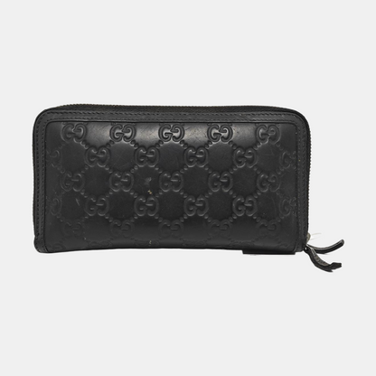 GUCCI Black cowhide monogram embossed handbag Silver Hardware-(SKU)-959345150