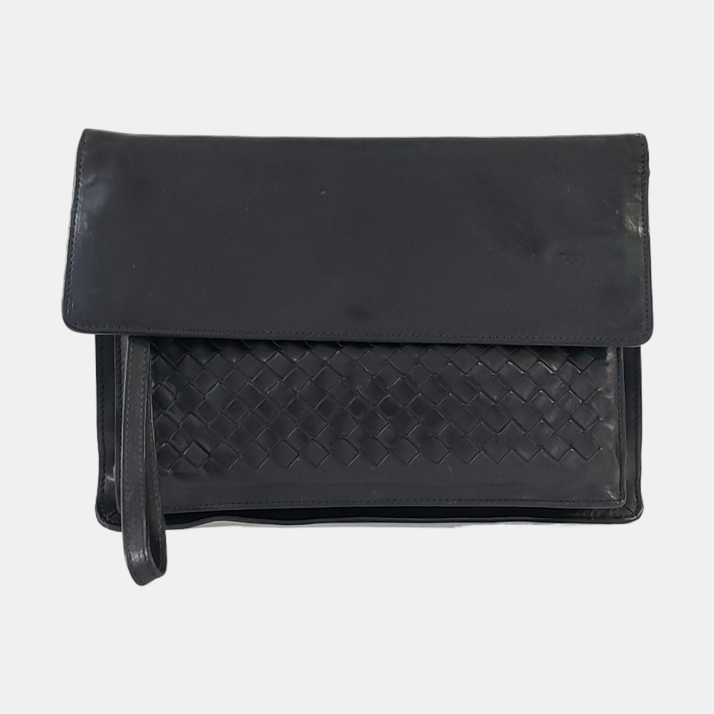 BOTTEGA VENETA Tote bag Black Calf Leather Woven Clutch-(SKU)-959302630