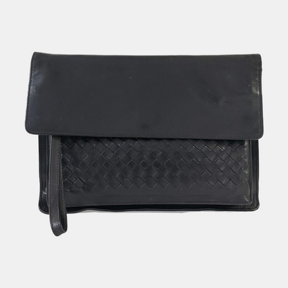 BOTTEGA VENETA Tote bag Black Calf Leather Woven Clutch-(SKU)-959302630