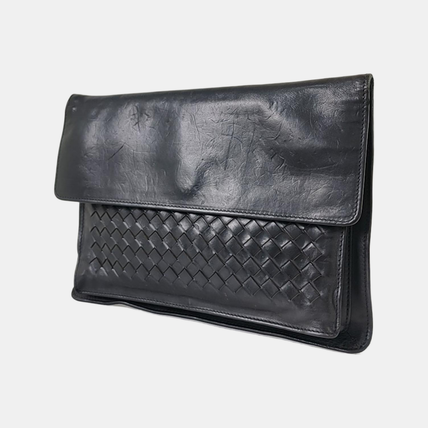 BOTTEGA VENETA Tote bag Black Calf Leather Woven Clutch-(SKU)-959302630