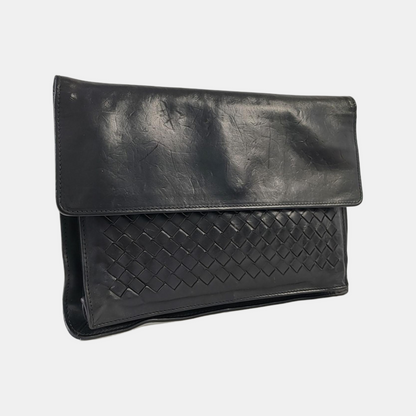 BOTTEGA VENETA Tote bag Black Calf Leather Woven Clutch-(SKU)-959302630