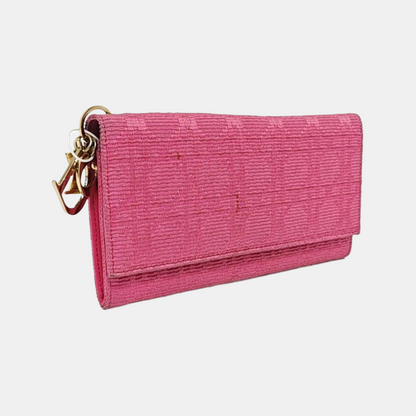 DIOR Fuchsia Fabric Wallet Golden hardware-(SKU)-959328044