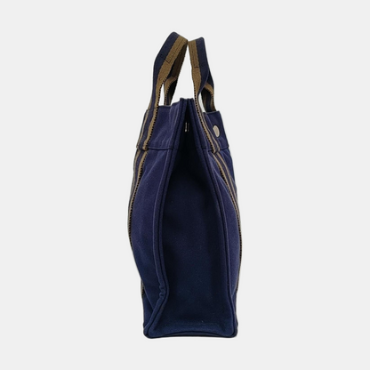 HERMÈS Fourre Tout Small size Midnight Blue Canvas Tote Bag Silver Hardware-(SKU)-959372597