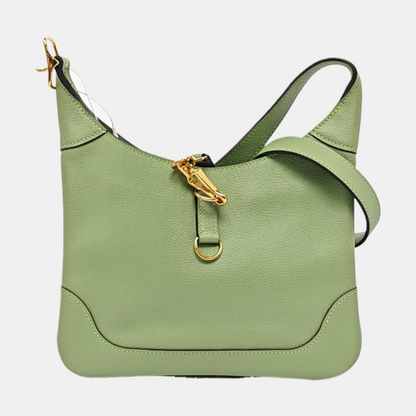 HERMÈS Trim 24 Avocado Green Evercolor Leather Crossbody Shoulder Bag Golden Hardware Y Stamp-(SKU)-959511633
