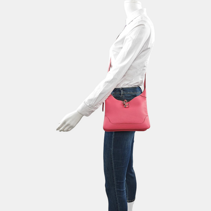 HERMÈS Trim 24 Lipstick Pink Evercolor Calfskin Crossbody Shoulder Bag with Silver Hardware, Y-(SKU)-959575297