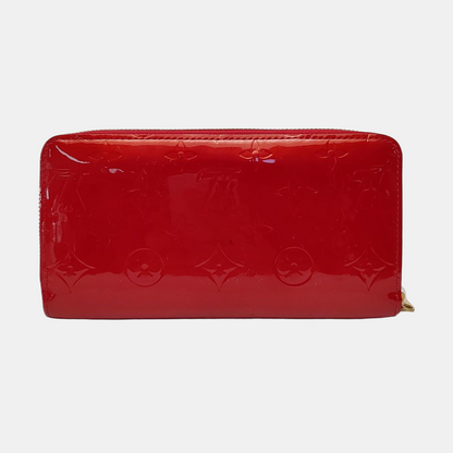 LOUIS VUITTON Red patent leather embossed wallet Golden hardware-(SKU)-959605154