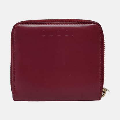GUCCI Burgundy Leather Embossed Wallet Golden hardware-(SKU)-959773258