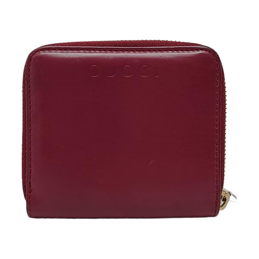 GUCCI Burgundy Leather Embossed Wallet Golden hardware-(SKU)-959773258